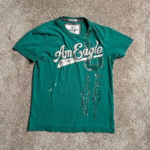 GREEN AMERICAN EAGLE "VINTAGE FIT" PATCHWORK TEE